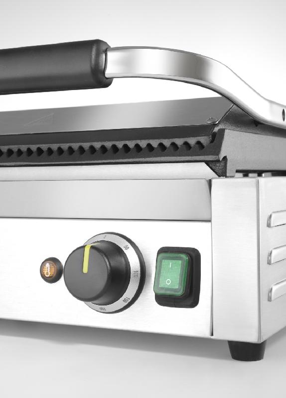 Grill de contact Panini XL grills supérieur et inférieur rainurés L545mm HENDI_3