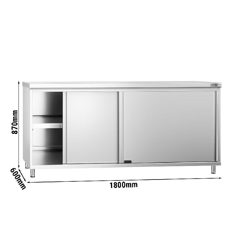 Meuble bas inox central P 600 mm avec portes - 1800_3