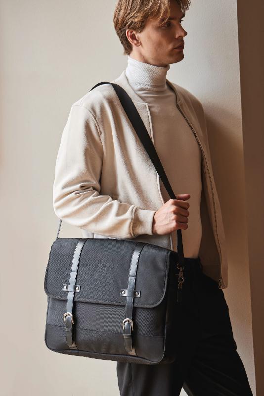 Sac business messager Kialma par K-loop - Réf: KI5403 - polyester recyclé avec compartiment rembourré pour ordinateur et traçabilité blockchain_3