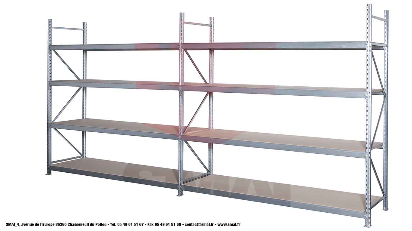Rayonnage mi-lourd SMAI - robuste et polyvalent pour réserve, atelier, logistique - Profondeur 500 à 1200 mm - Hauteur jusqu'à 5400 mm_3