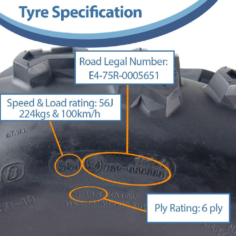 25x12.00-10 Quad ATV Tyre 6ply Journey P3128 E-Marked Road Legal Tire (Set of 4)_3