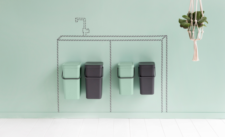 Poubelle encastrable Brabantia Sort & Go Built-in 2 x 16 litres - Jade Green & Grey - Volume M_3