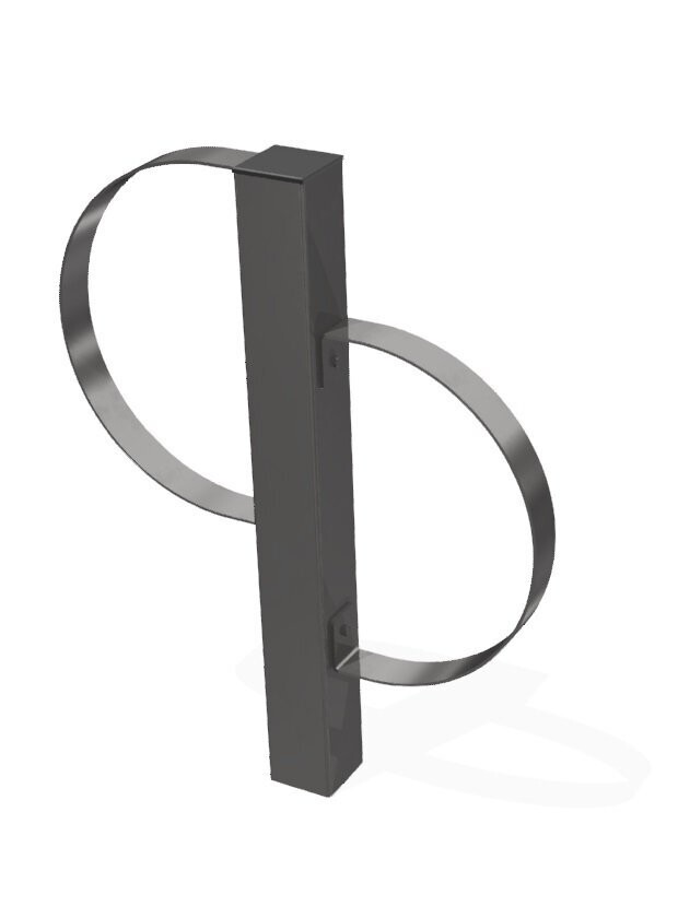 Support vélo en acier inoxydable - Référence BTSVA - Arceau double en quinconce, poteau 10cmx10cm_3