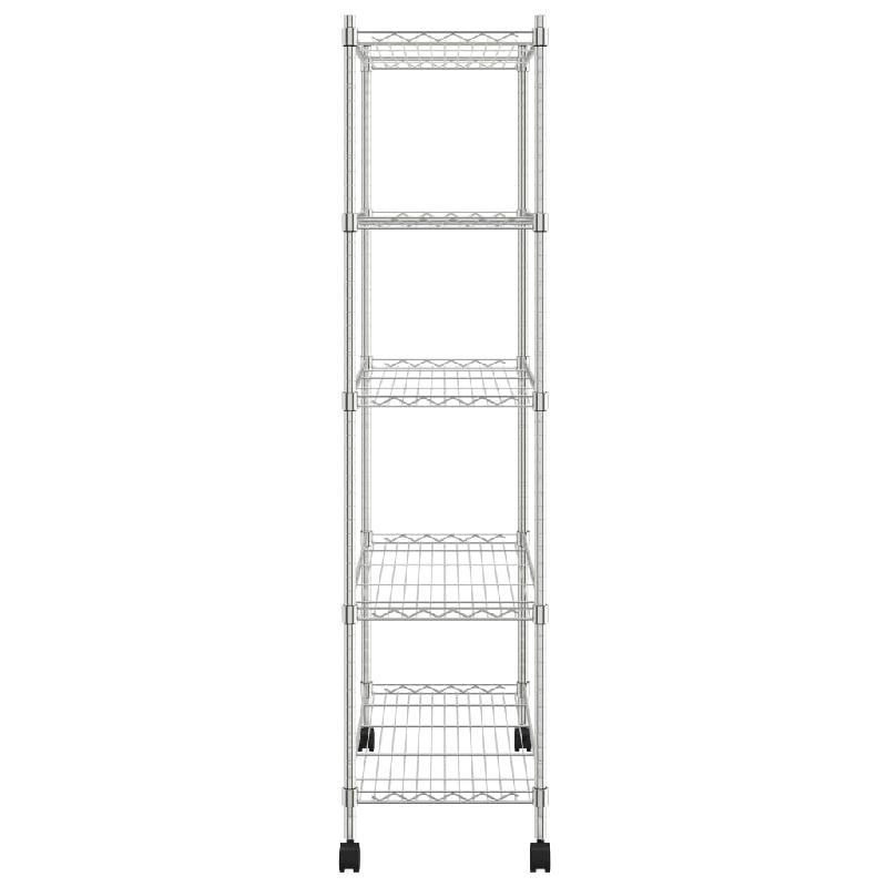 Vidaxl étagère de rangement 5 niveaux roues 75x35x155 cm chrome 250 kg 324629_3