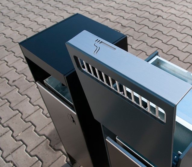 03.061.1.Sn - Poubelle urbaine simple avec cendrier - Zano - Structure en acier ou inox, 52L_3