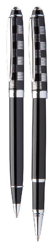 Parure stylo à bille et roller - pièces chromées brillantes - boîte cadeau noire - André Philippe_3