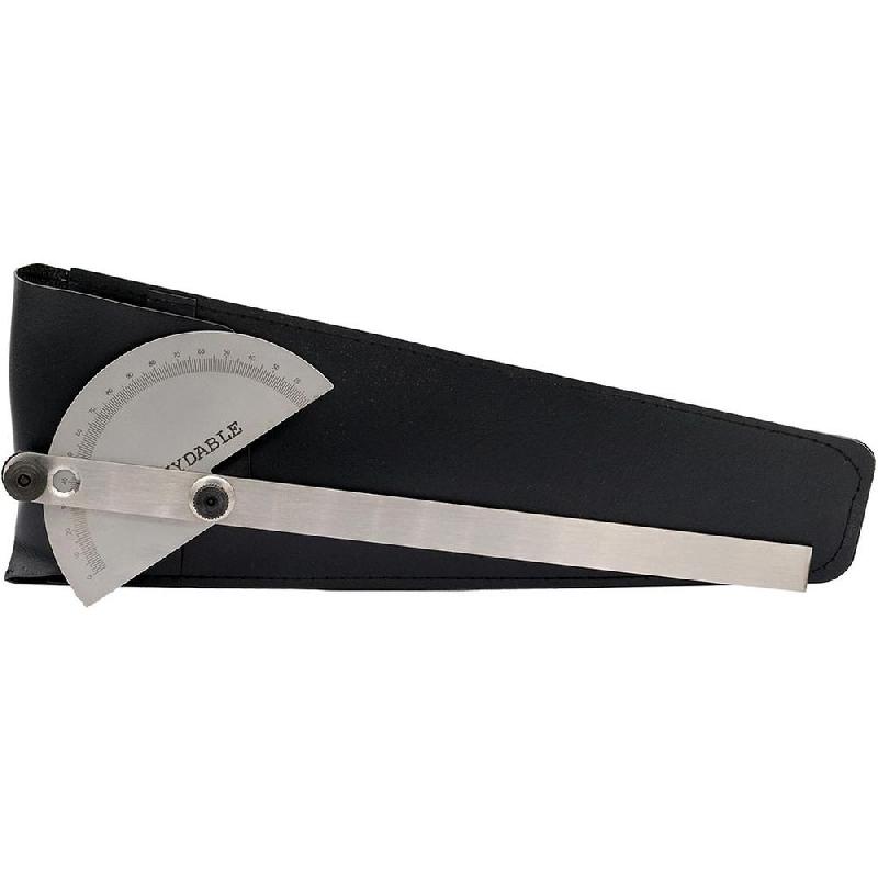 Rapporteur d'angle échancré en acier inox chromé mat - longueur 240 mm - avec vis de serrage - Réf : 022913_3