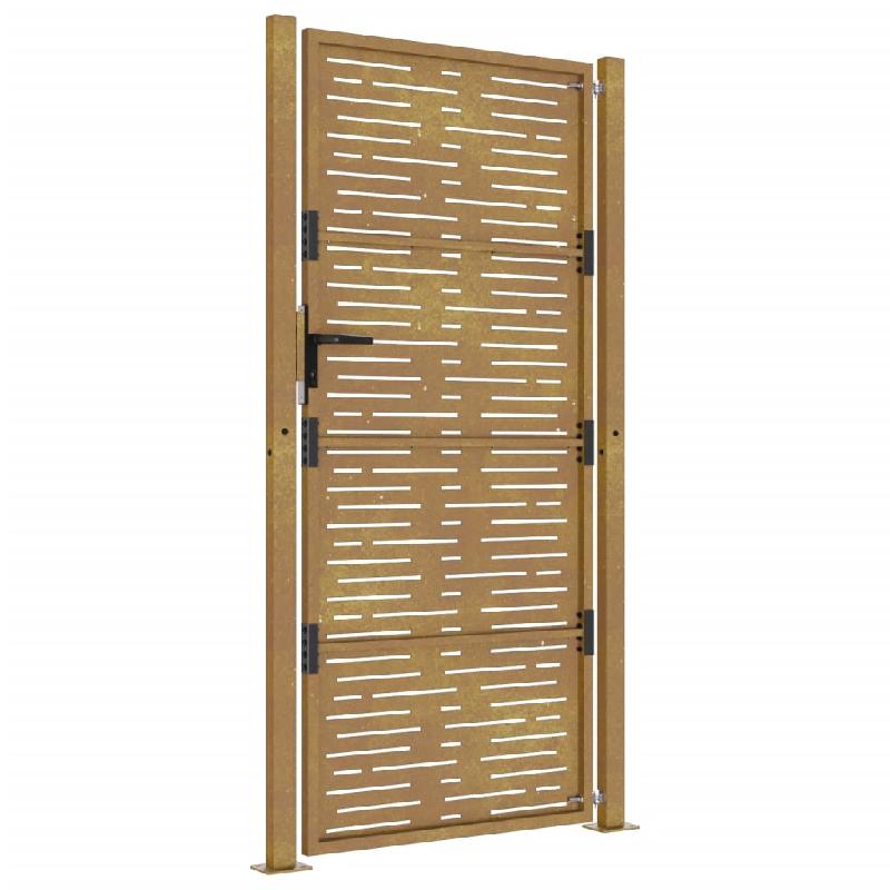 Vidaxl portail de jardin 105x180 cm acier corten conception de carré 153200_3