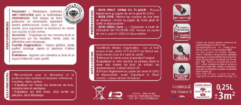 Vernis meuble et objet V33 - chêne doré brillant - 0.25l - protection anti-goutte, séchage rapide_3