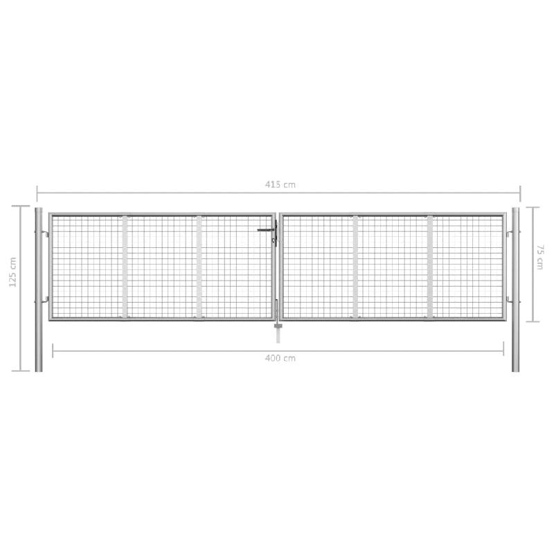 Vidaxl porte de jardin acier galvanisé 415x125 cm argenté 144298_3