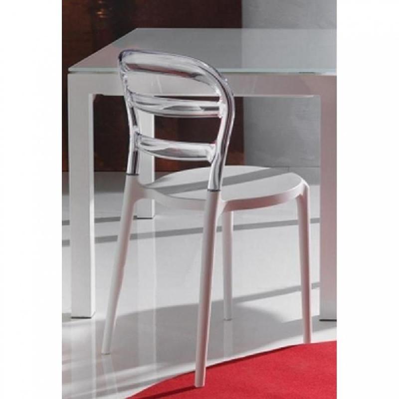 Lot de 4 chaises design Déjàvu en polycarbonate transparent et blanc - style moderne et épuré_3
