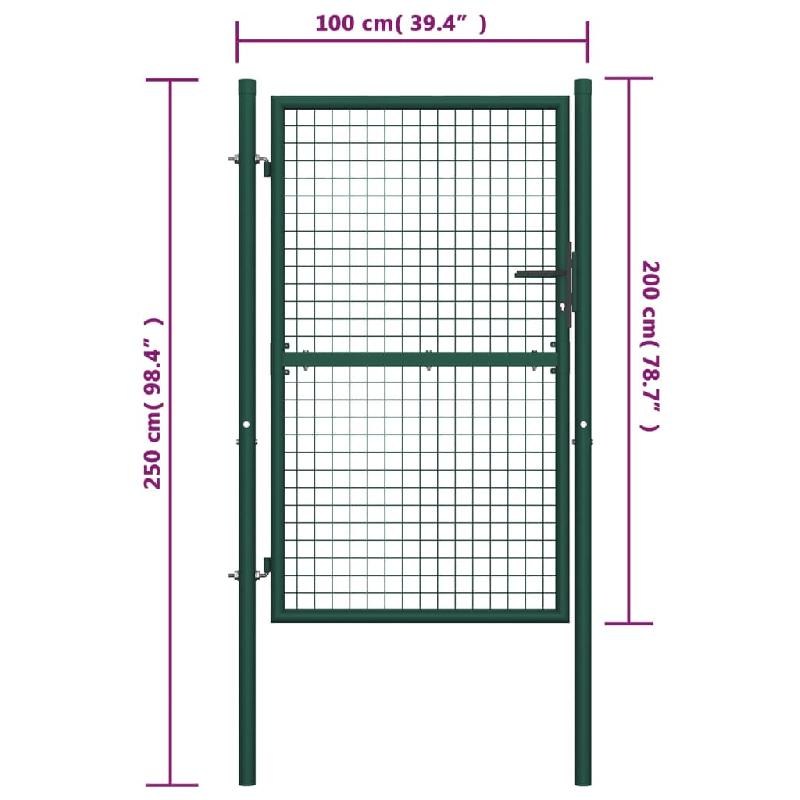 Vidaxl portail de clôture acier 100x200 cm vert 145736_3