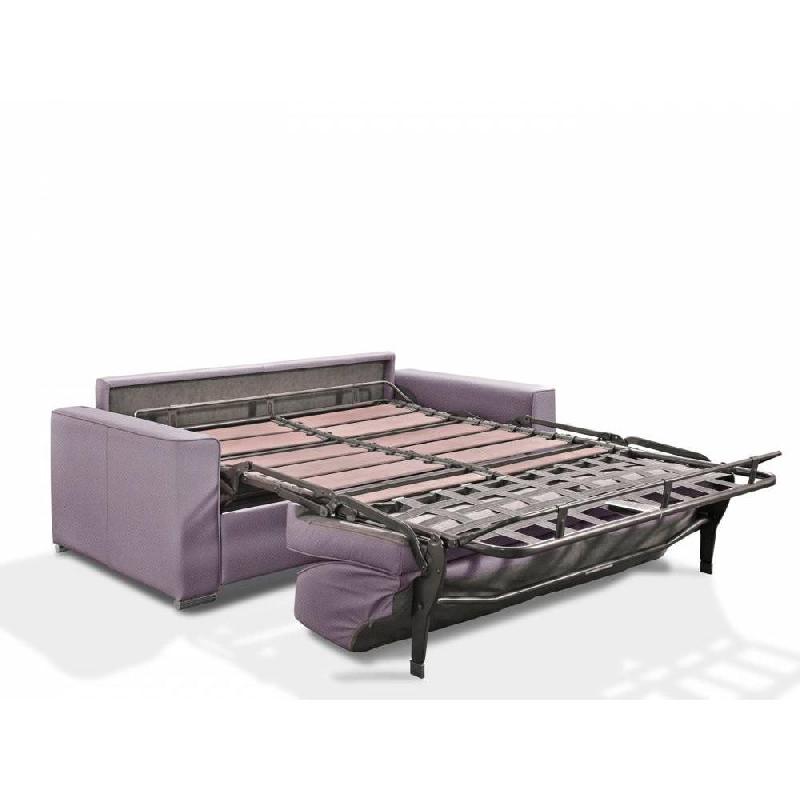 Canapé convertible 3 places Excellence - 140 cm - Sommier à lattes - Matelas mémoire de forme 18 cm inclus - Velours lilas_3