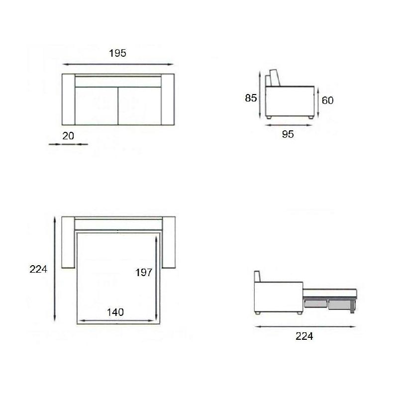 Canapé convertible express CRÉPUSCULE - Matelas Comfort Bultex® 120x195 cm - Tissu NEO hydrofuge - Fabrication italienne_3