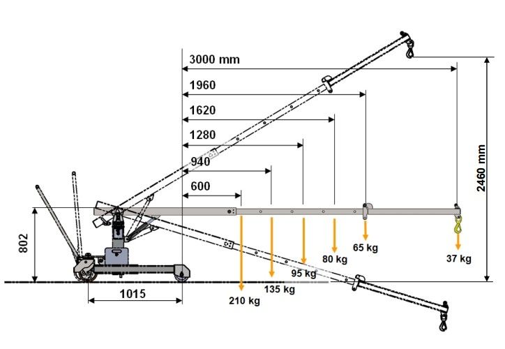 Équipement de levage d'atelier avec portée jusqu'à 3 mètres