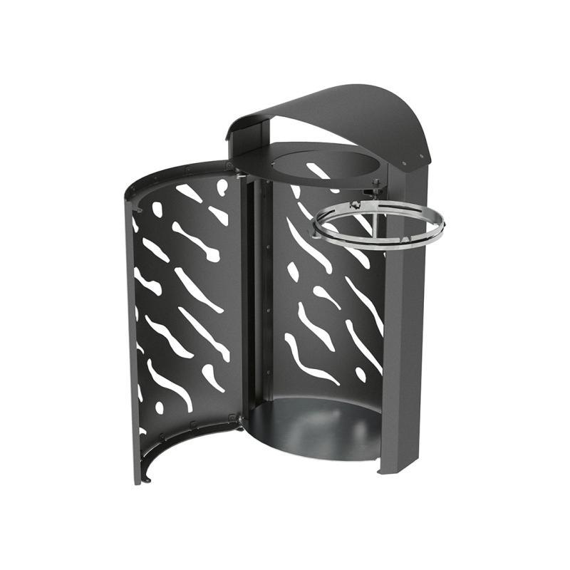 Corbeille publique Venise 120 litres - Réf : 208127.Gpro - Design moderne, acier peint, serrure clé triangle_3