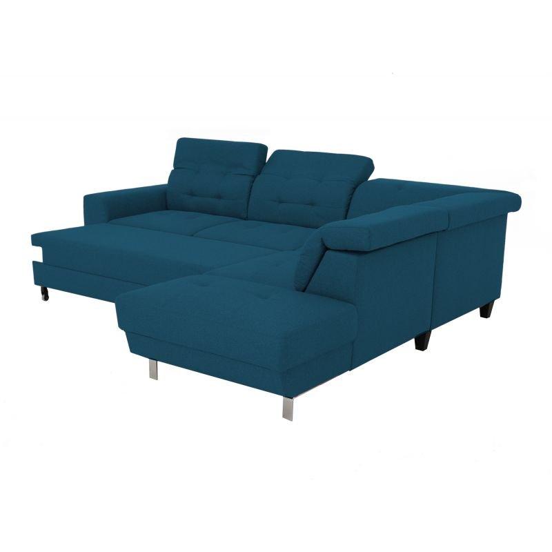 Canapé d'angle réversible convertible VITO - bleu pétrole - avec coffre et têtières réglables_3