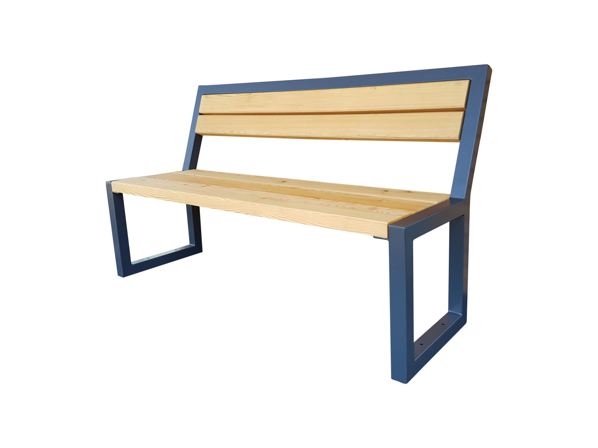 Banc public Miami Wood - Style Art Déco 1910 - Design acier et bois, confortable et durable_3