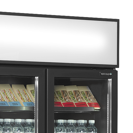 Vitrine réfrigérée noire deux portes vitrées avec canopy 535 L | Tefcold - FSC891HBlack_3