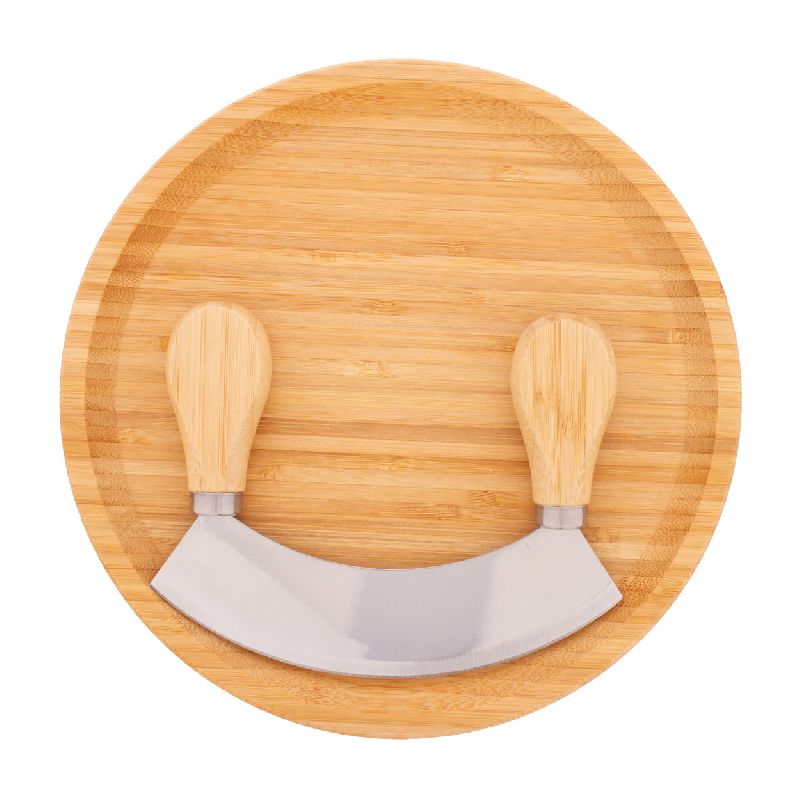 Set coupe d'aromates en bambou - planche ronde et coupe-aromates en acier inoxydable_3