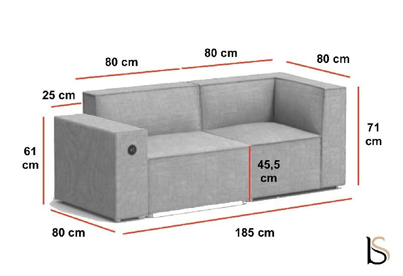 Canapé d'accueil Planer - Mobel Linea - 2 places, Blanc cassé, Gauche_3