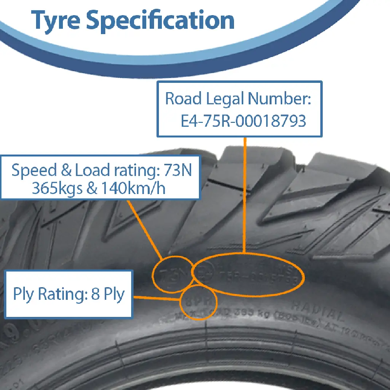 26x9.00-R14 (225/65R14) ATV Tyre 8ply WL03 OBOR Antelope 73N E-Marked Road Legal_3