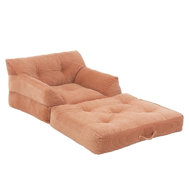 Fauteuil convertible Charlene rose - coton, velours côtelé et mousse - design scandinave_3