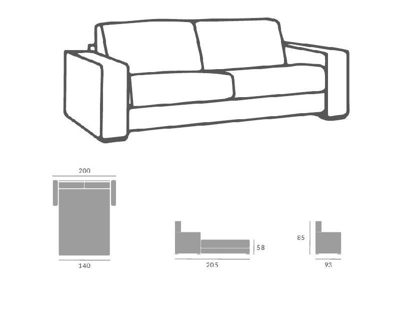 Canapé convertible express SEGA 140x190 cm - tissu personnalisable - matelas 13 cm - design moderne et confortable_3