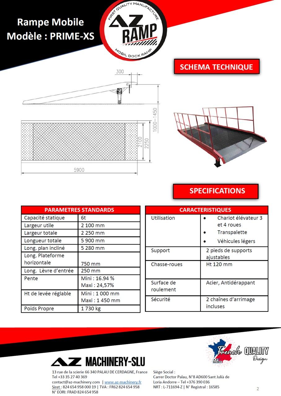 Rampe de chargement en acier galvanisé pour usage industriel