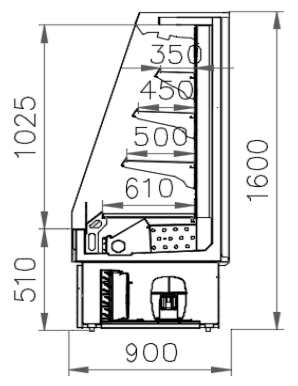 Vitrine réfrigérée semi-verticale MILANO à portes coulissantes - EORI-SVP-937, 937 x 900 x 1600 mm, 3+ base, LED, positif_3