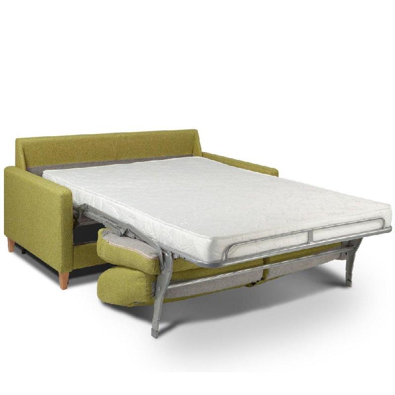 Canapé convertible OGGETTO - Matelas 16 cm - Système express - Sommier à lattes 120 cm - Velours jaune - Renatonisi_3