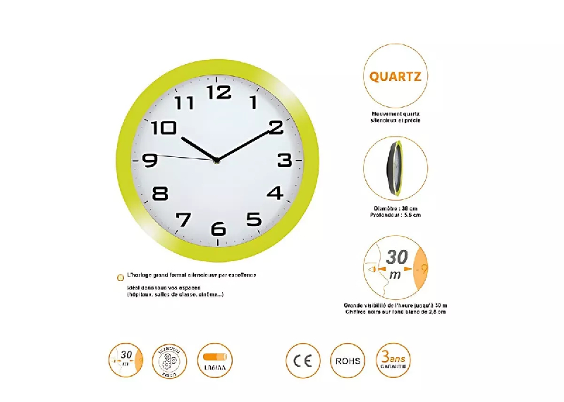 Horloge murale silencieuse couleur verte_3