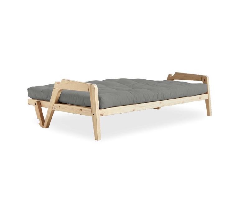 Canapé convertible futon Grab en pin naturel - Coloris gris - Couchage 130x190 cm - Style scandinave_3