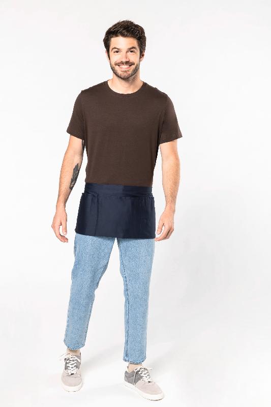 Tablier polycoton court Kariban - Réf: K896 - 5 poches - Couleur Denim aspect vieilli_3