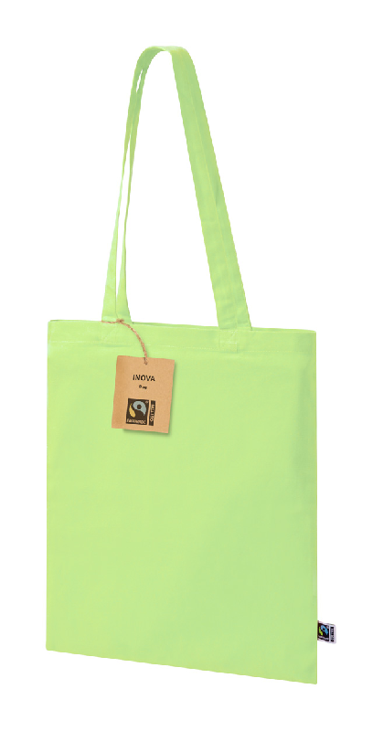 Sac shopping coloré en coton équitable Fairtrade - 180 g/m² - anses longues - vert citron_3