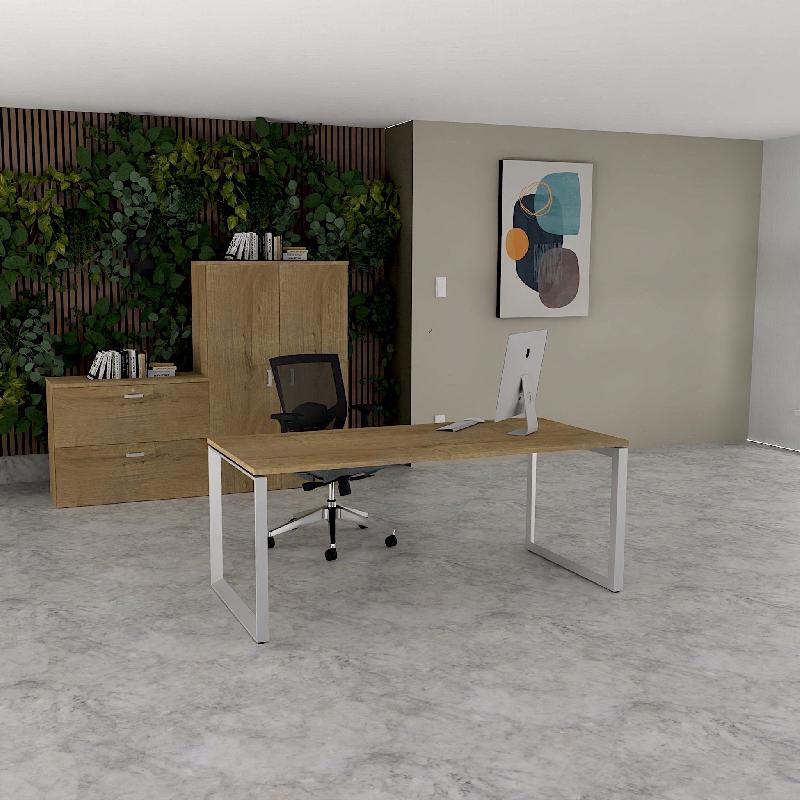 Bureau droit individuel Star - Mobel Linea - 140, Alu, Non, Chêne veiné_0