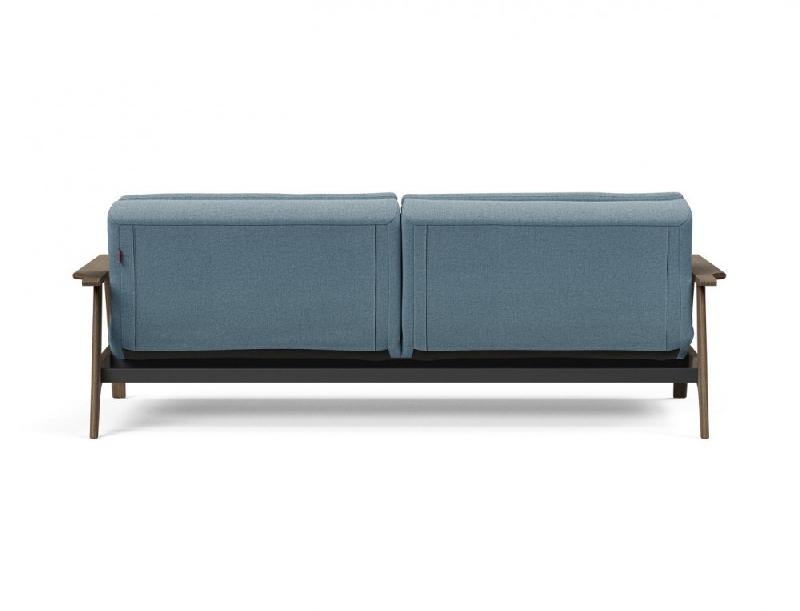 Canapé-lit design Dublexo Frej Innovation Living - convertible Soft Indigo 115x210 cm avec accoudoirs laqués noirs_3