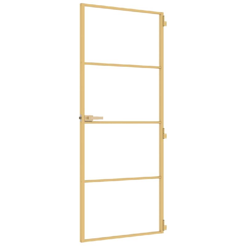 Vidaxl porte intérieure mince doré 83x201,5 cm verre trempé aluminium 155137_3