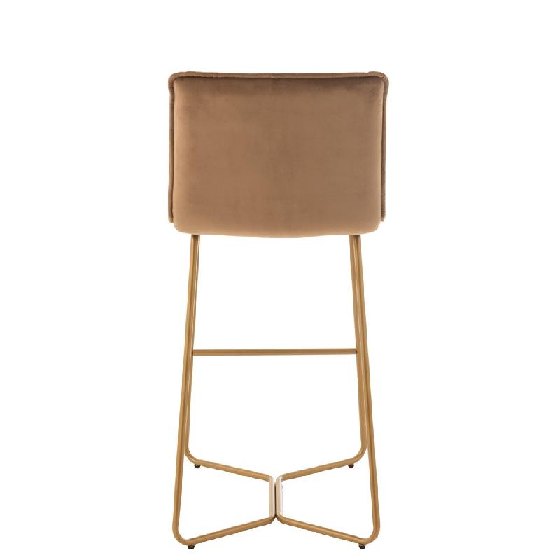 Chaise de bar RATRI - Velours marron, pieds métal en laiton - Style et confort_3