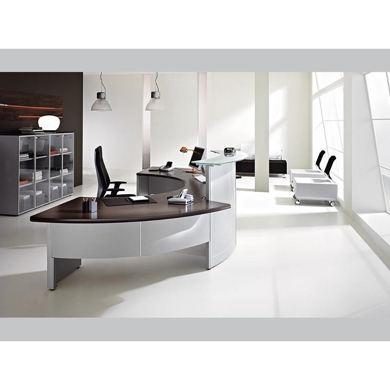 Banque d'accueil Volta TON Wengé - Référence VOL01 - Fabricant LAS - Finition Wengé avec Tablette en Verre Trempé_3