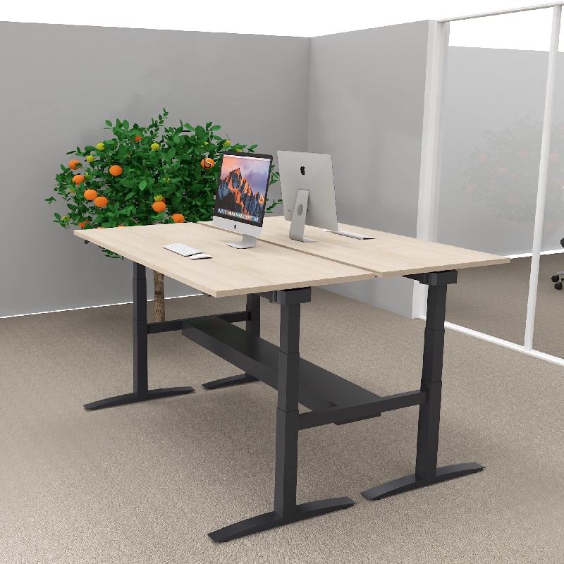 Bureau bench réglable en hauteur UP - Mobel Linea - Oui, 140, Anthracite, Acacia clair_0