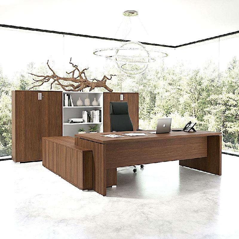 Bureau monochrome TAK avec rangement intégré - Mobel Linea - 225, Acacia foncé, Droite_0