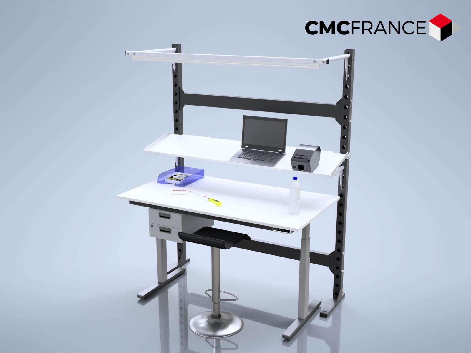 Poste de travail Ergoflex - réglage mécanique ou électrique de la hauteur - robuste et ergonomique_3