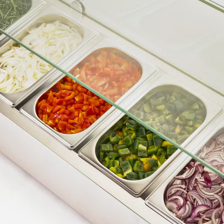 Saladette réfrigérée à poser 8 bacs gn 1/4 - vitrine à ingrédients de 180 cm_3