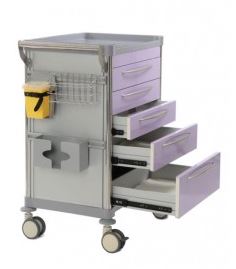 Chariot de soins hospitalier - 5 tiroirs - Lilas - Modèle 63002 - Aluminium composite et Inox AISI 304_3