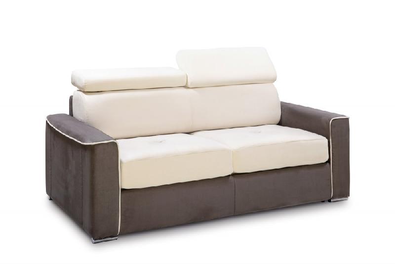 Canapé convertible Canberra - ouverture express 140x197 cm - matelas 16 cm bicolore microfibre ivoire et gris anthracite_3