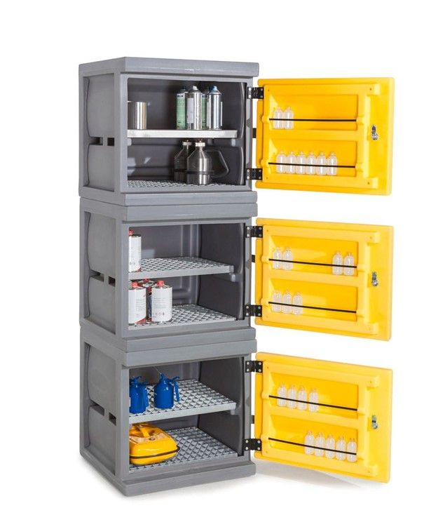 Armoire de sûreté en plastique résistant - Polystore-mini PS 611.2 avec casiers et bac de rétention_3