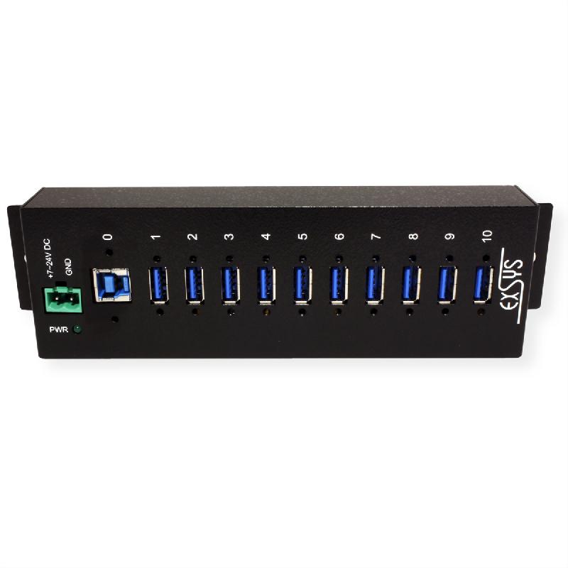 EXSYS EX-1110HMVS Hub à 10 ports USB 3.2,Gen1 protection de surtension et boîtier métal_3