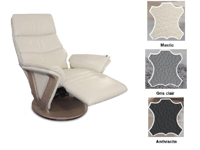 Fauteuil relax électrique Faucon - bi-moteur, coloris gris clair, piètement pivotant 360°_3