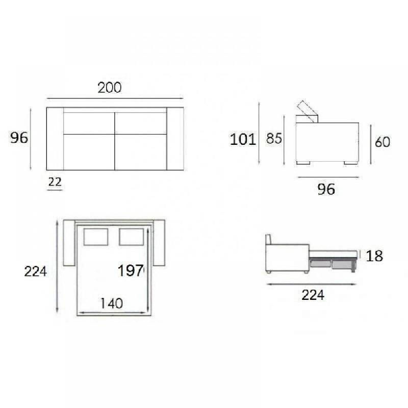 Canapé convertible IMOLA - Ouverture express - Matelas 18 cm - Sommier à lattes RENATONISI - 140x197 cm - Polyuréthane noir_3